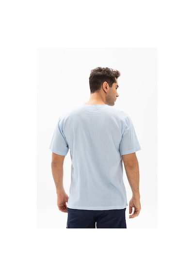 Kısa Kol Şile Bezi Zımbalı Erkek Tshirt Buz Mavi 3027