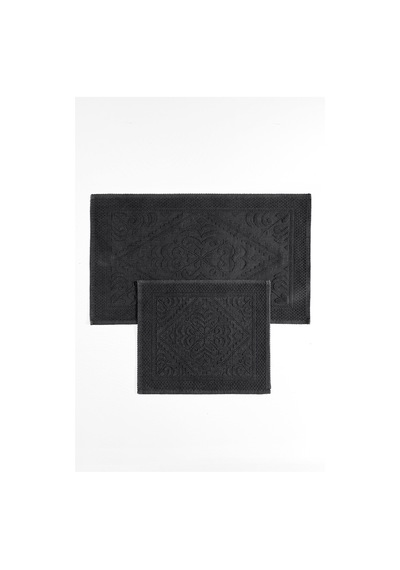 Soley Violeta 2'li Banyo Paspas Seti Kaymaz Taban %100 Pamuk 60x100 - 50x60 Cm Antrasit
