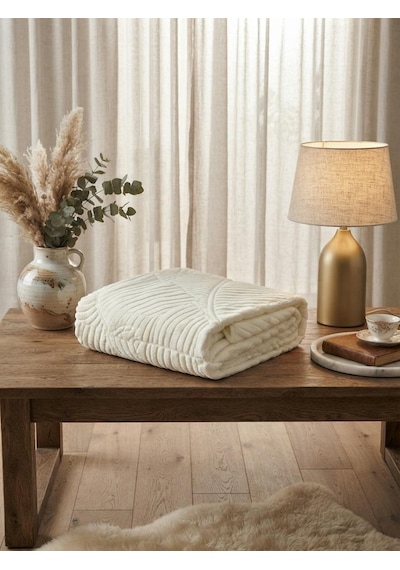 Merinos Elegans Embos Çift Kişilik Battaniye 220 X 240 Kemik
