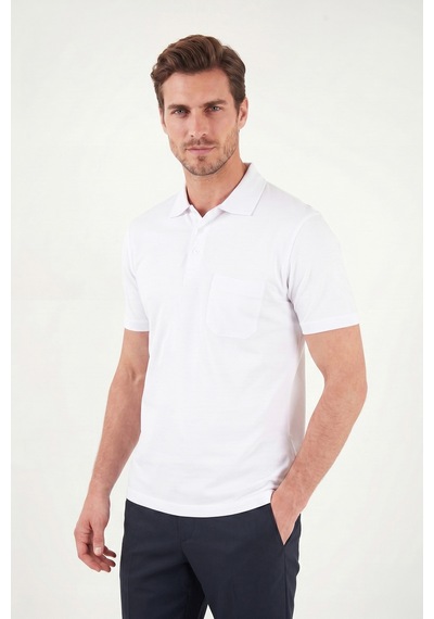 Buratti Pamuklu Regular Fit Göğüs Cepli Düğmeli Polo T Shirt Erkek Polo T Shirt 4565001 Beyaz