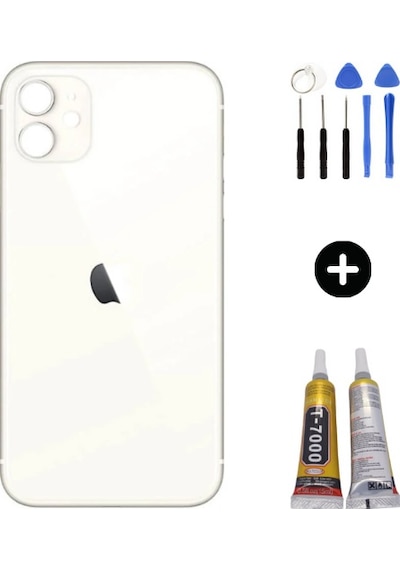 Apple Uyumlu iPhone 11 Arka Pil Batarya Kapak Beyaz + Montaj Seti