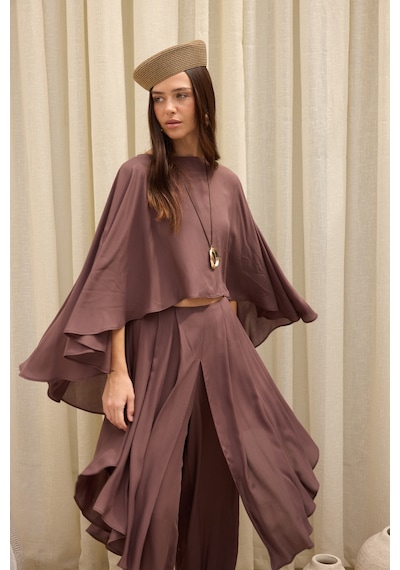 Mai Collection Marina Etek Detaylı Kahve Pantolon Takım