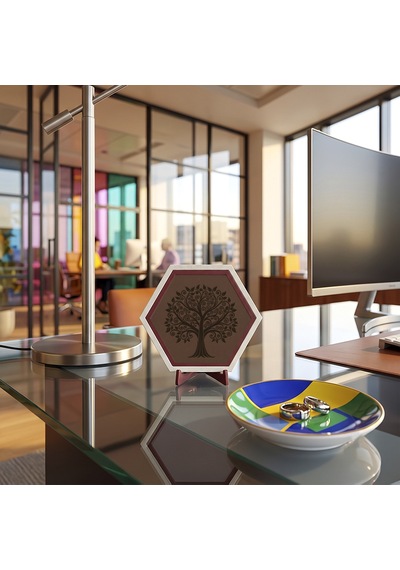 Hayat Ağacı Motifli Modern Masaüstü Dekoratif Süsü Ev Ve Ofisiniz İçin Şık Ve Anlamlı Bir Tasarım 10x10 Cm, Açık Kahve