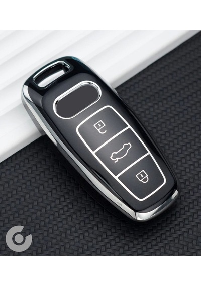 Audi A3 A4 A6 A7 A8 & B9 C8 4k D5 & S7 S8 & Q7 Q8 & E-tron Tpu Anahtar Kılıfı Siyah Gümüş