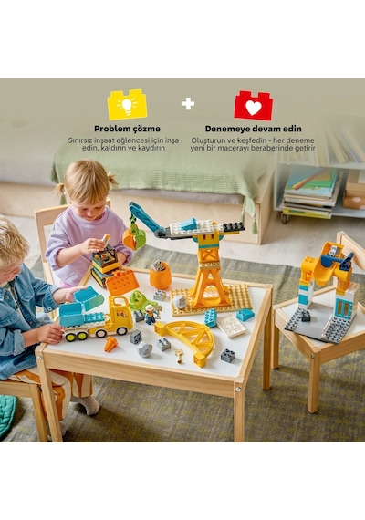 LEGO® DUPLO® Kasabası 3'ü 1 Arada İnşaat Sahası ve Araçları 10476 -3 Yaş ve Üzeri Çocuklar için Figür İçeren Yapım Seti (84 Parça)