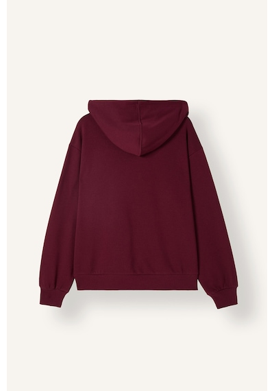 Defacto Relax Fıt Kapüşonlu Basıc Düz Kalın Sweatshirt Kumaşı Hırka C1809ax26wnbr115 Bordo-br115