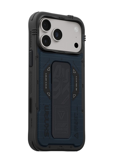 Apple Uyumlu iPhone 18 Pro Max Uyumlu Kılıf Skinarma M-safe Özellikli Airbag Tasarımlı Standlı Phantom Kapak Mavi