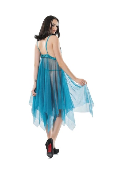 Zl Shoping Turkuaz Tül Gecelik - 637b L-xl Turkuaz