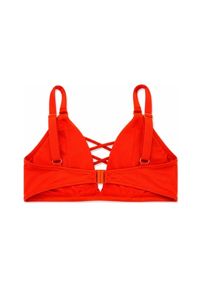 Büyük Beden İp Detaylı Toparlayıcı Ayarlanabilir Askılı Kadın Bikini Üst Turuncu