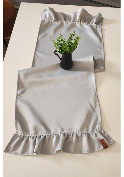 Cemre Saten 2-kenar Fırfırlı Vintage Runner Örtü Camel 40x110