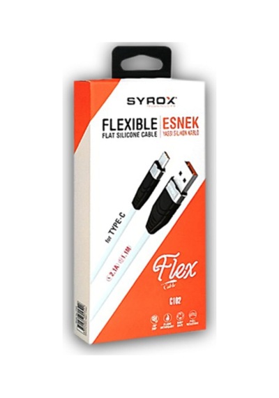 Syrox SYX-C105 1.1 M Yassı Silikon Kablo Siyah Beyaz 001