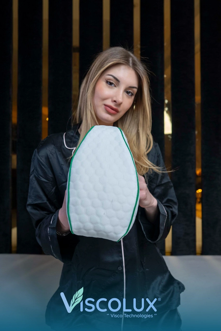 Diz Arası Ortopedik Yastık - V Model Diz Arası Yastık Visco Yastık 25x25x15 Yeşil