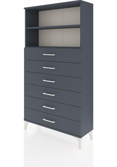 Arges Dolap 2 Raflı 6 Çekmeceli 88x30x163 Antrasit-antrasit Antrasit