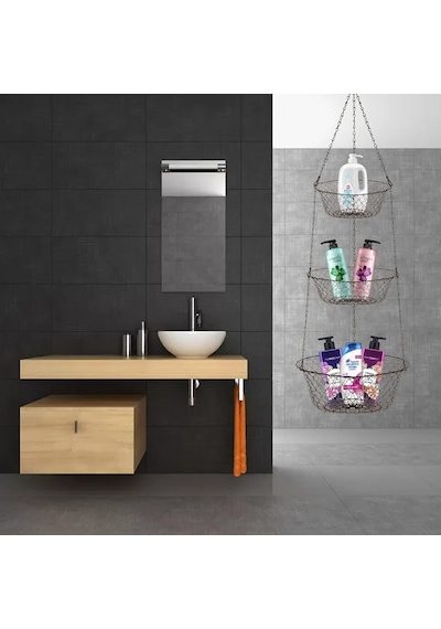 Tr 3 Katmanlı Asılı Sepet, Meyveler, Sebzeler, Aksesuar, Mutfak Ve Banyo İçin Depolama Düzenleyici