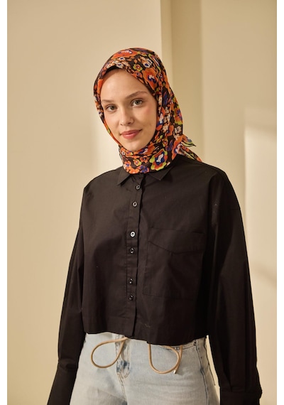 Silk Home Soft Eşarp 73090-02 Siyah, Turuncu, Yeşil, Saks