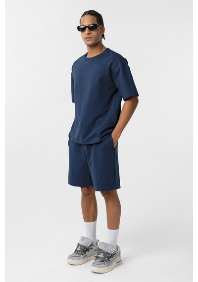 Basic Oversize Şort Takım İndigo