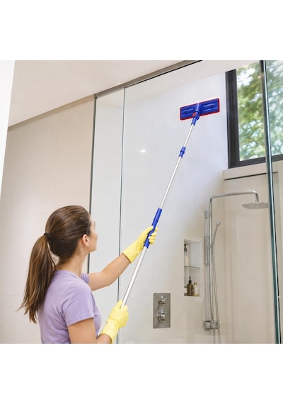Teleskopik Cam Silme Mop Ve Çekçek Aparatı Çift Taraflı Mikrofiber Temizleme Başlığı, Uzayan Saplı Cam Sileceği Pencere, Ayna, Duşakabin, Vitrin Ve Araç Camı İçin Çok Renkli