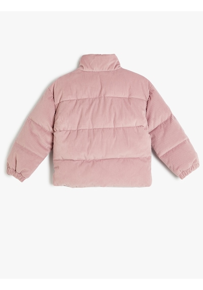 Koton Oversize Bomber Ceket Kadife Dokulu Cep Detaylı Dik Yaka Pembe 5wkg20006aw Pembe