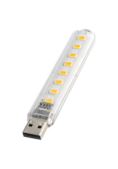 Taşınabilir 8 Ledli Büyük Flash Usb Led Işık Gece Lambası Portatif Mini Kamp Lambası Beyaz