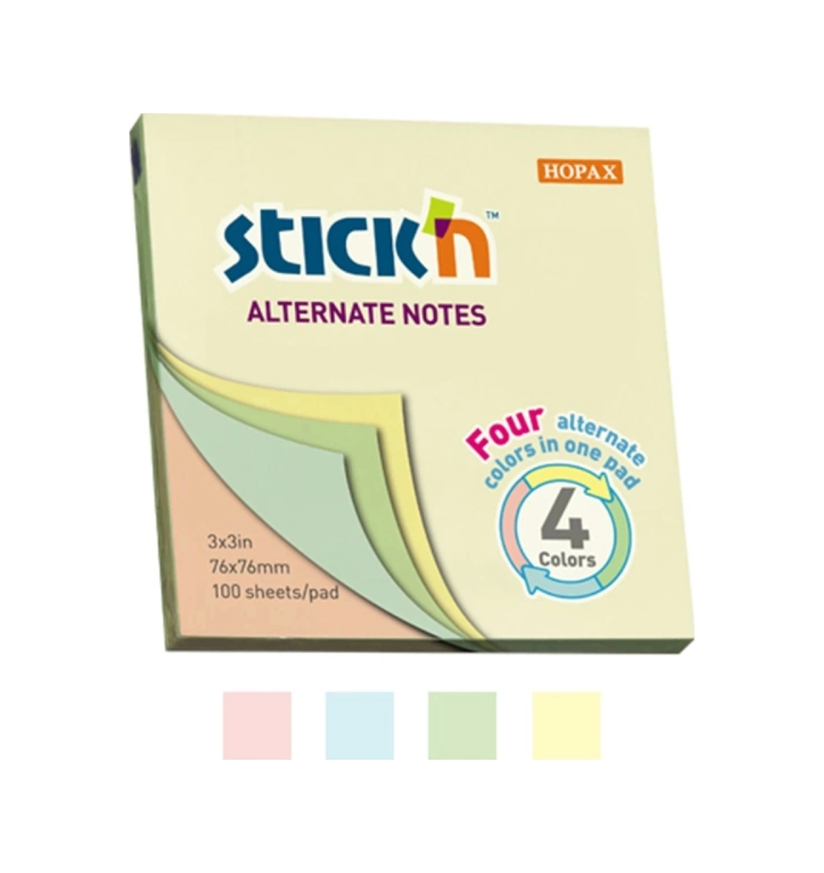 Stıckn 76x76 Pastel 4 Renk Yapışkanlı Notluk 100 Yp.