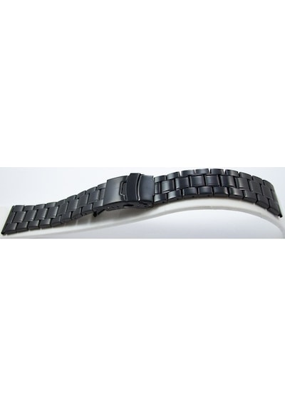 24Mm Siyah Metal Saat Kordonu Çelik Kolçak 1.Kalite Kayış Şeritli