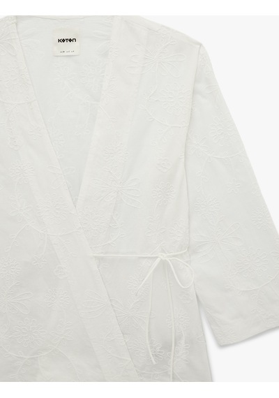 Koton Pamuklu Uzun Kollu Kruvaze Bağlama Detaylı Brodeli Kimono Ceket Kırık Beyaz 6sak50043uw Ekru Koton Pamuklu Uzun Kollu Kruvaze Bağlama Detaylı Brodeli Kimono Ceket Kırık Beyaz 6sak50043uw Ekru