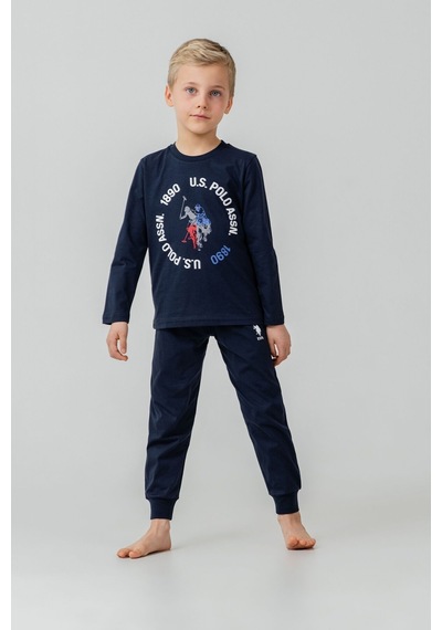 U.S. Polo Assn. Erkek Çocuk Pijama Takımı Baskılı Lacivert Uzun Kol Pijama Takımı Us2638-c-v1 Us2638-c-v1