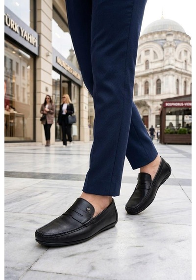 Pierre Cardin 90220 Rahat Esnek Hakiki Deri Erkek Loafer Ayakkabı Siyah