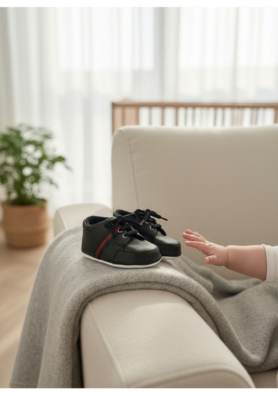 Balbeybi Bebek Ayakkabısı İlk Adım Kaydırmaz Taban Ortopedik Günlük Spor Patik Siyah