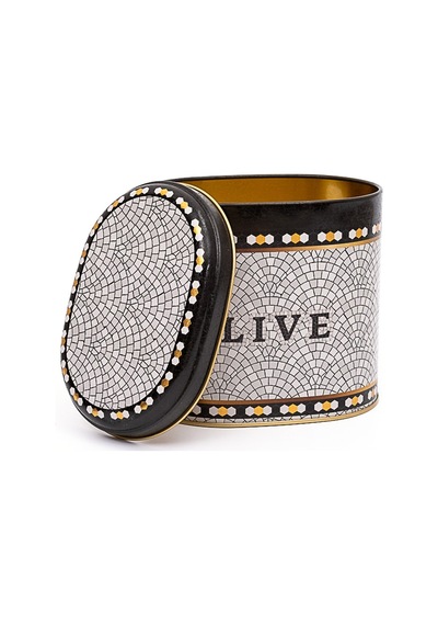 Mosaic Live Desenli Oval Metal Saklama Kabı 14 x 12 x 13 CM 1.4 L Çok Renkli