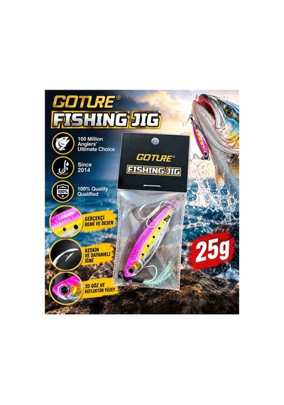 Goture 25 Gr Jig 3d Gözlü Parlak Reflektörlü Güçlü Iğneli Metal Balık Av Yemi