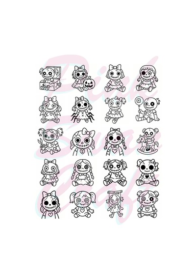 Creepy Doll Collection Bold And Easy 20x20 Cm Büyük Boyama Kitabı Çocuklar Yetişkinler