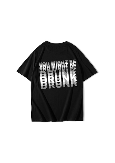 Brz Collectıon Brz Collection Unisex Oversize You Might Be Drunk T-shirt Siyah