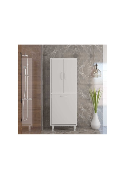 Gamzem Banyo 55 X 138 Cm Çamaşır Bölmeli Banyo Dolabı Beyaz