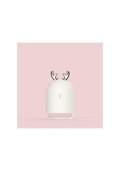 Mini Hava Nemlendirici Aromaterapi Led Işıklı Buhar Makinesi 220ml Geyikli Beyaz