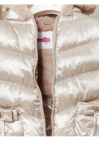 Benitto Kids Kız Bebek Çocuk Kapüşonlu Mont 51360 Bej