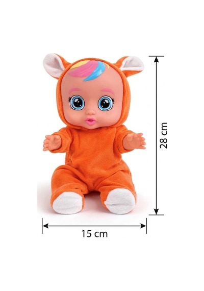 TıfılToys Turuncu Kostümlü Ağlayan Ve Konuşan Et Bebek Emzikli Ve Biberonlu İnteraktif Oyuncak Bebek