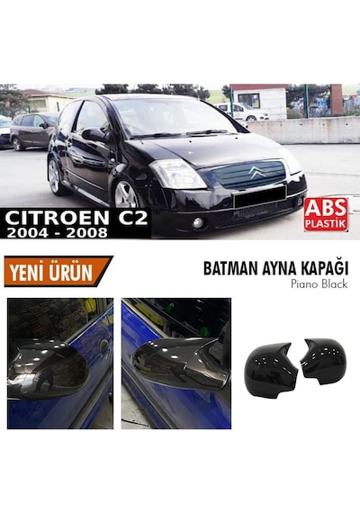 Cıtroen C2 Yarasa Ayna Kapağı Batman Parlak Siyah Piano Black