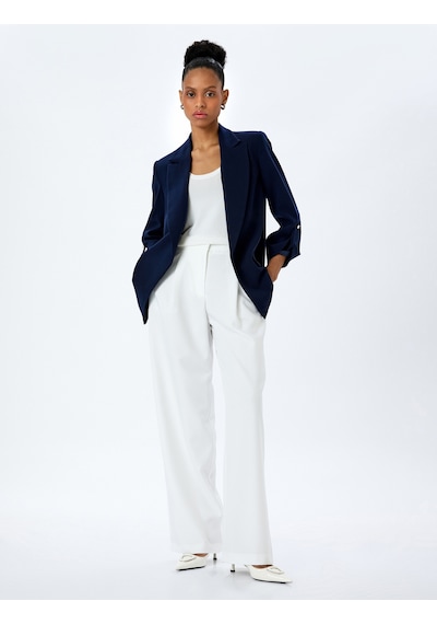 Koton Cepli 3/4 Kol Oversize Uzun Blazer Ceket Lacivert 5sak50115uw Lacivert