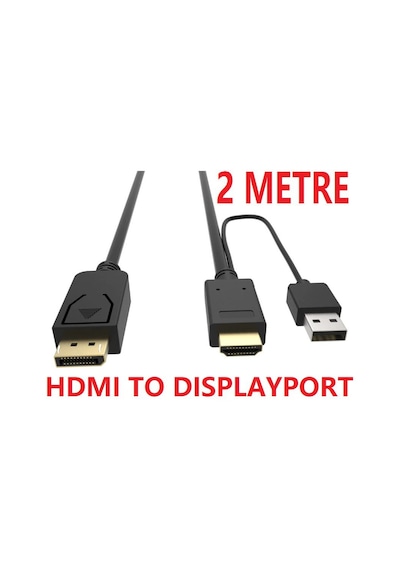 Hdmi To Displayport 2 Metre Çevirici Dönüştürücü 4413P Adaptor Ka