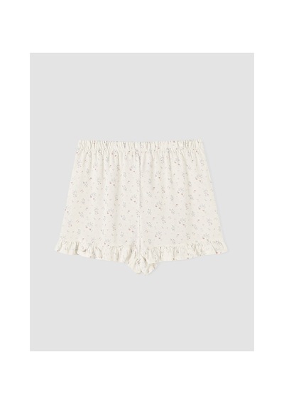 Lcw Dream Ekru Desenli Fırfırlı Kadın Şort Pijama Altı