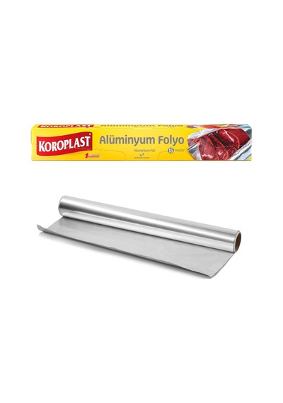 Koroplast Alüminyum Folyo 15 Mt, Bpa İçermez, Dayanıklı Yapışmaz Folyo 30 Cm X 15 Mt, Tavuk, Izgara, Et, Yemek, Gıda Artıklarını Saklamak İçin İdeal, Mutfakta Çok Yönlü Kullanım, Yüzey Korumaya Uygun