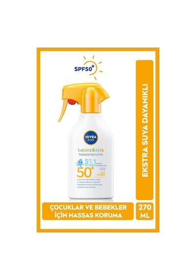 Nivea Baby Suya Dayanıklı Hassas Güneş Koruması SPF50 Bebek ve Çocuklar İçin Güneş Spreyi 270 ML