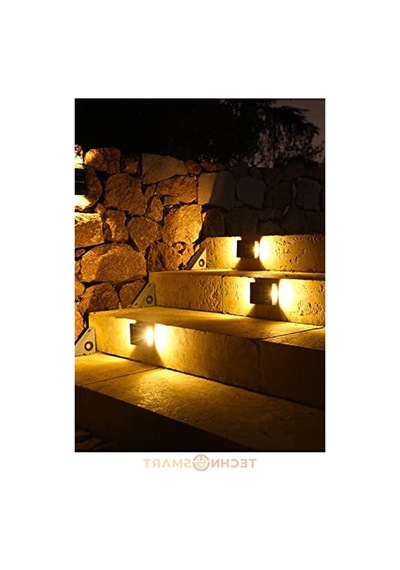 4 Led'li Güneş Enerjili Duvar Lambası, Çift Taraflı Aydınlatma 10 Parça Siyah