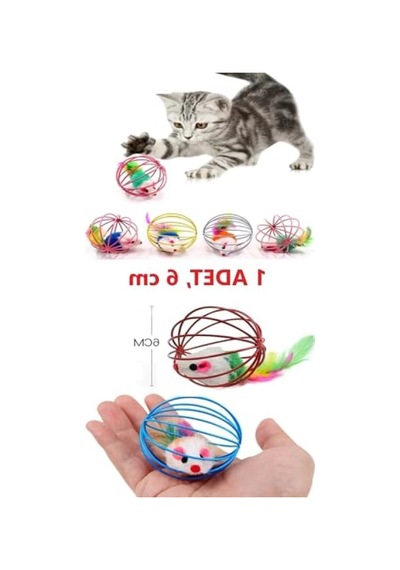 Renkli Fareli Kedi Ve Köpek Oyun Topu - 6 Cm