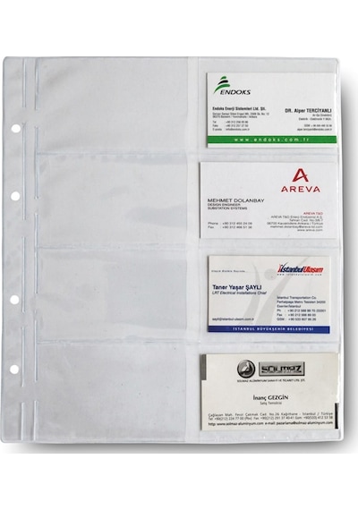 Mekanizmalı Kartvizit Albümü Yedeği Şeffaf Dar 4 Gözlü 12x25.5 Cm Şeffaf