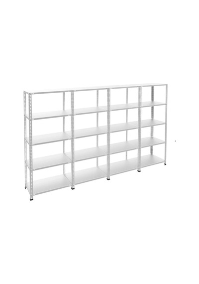 5 Katlı 4'lü Galvaniz Çelik Raf - Depo, Arşiv, Kiler, Dosya, Market Rafı 43x60 Cm-200 Cm-0.70 Mm
