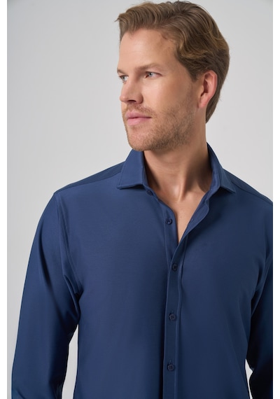 Morven Erkek Lacivert Trend Düz Slim Fit Tam İtalyan Yaka Relaxible Gömlek 26ms004029200 Lacivert
