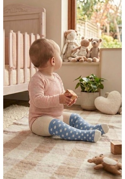 Cocole Socks Erkek Bebek Külotlu Çorabı 3'lü Set Pamuklu Mavi 0-24 Ay Çok Renkli