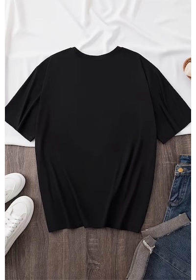 La El İşareti Ön Baskılı Sokak Modası Unisex T-shirt SIYAH